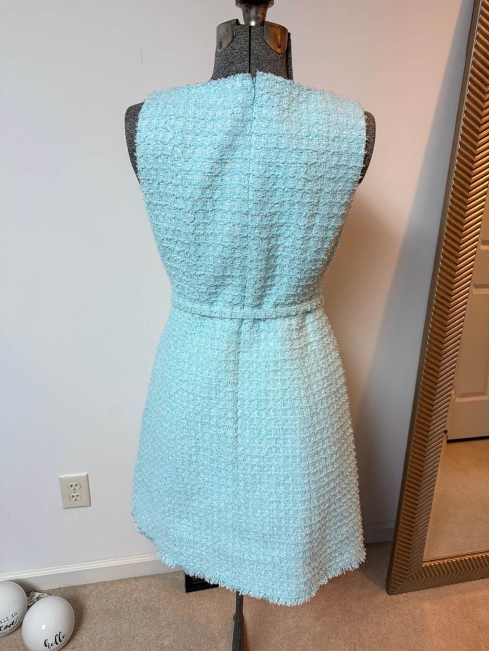 kate spade Tweed Sleeveless Mini Dress in Pale Blue - Picture 3 of 3
